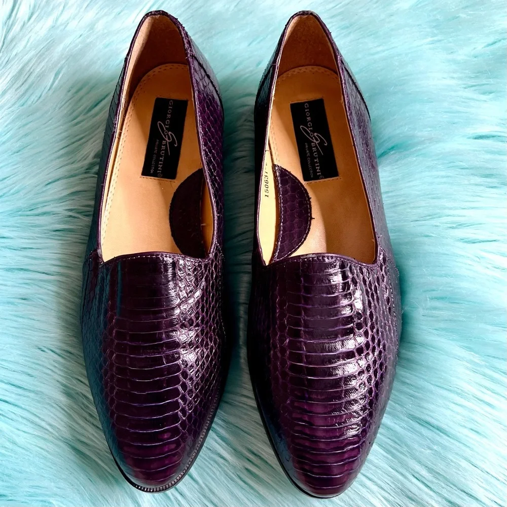 Giorgio Brutini Snake Skin Vintage Purple Loafers Men Size 11 Dress Shoes